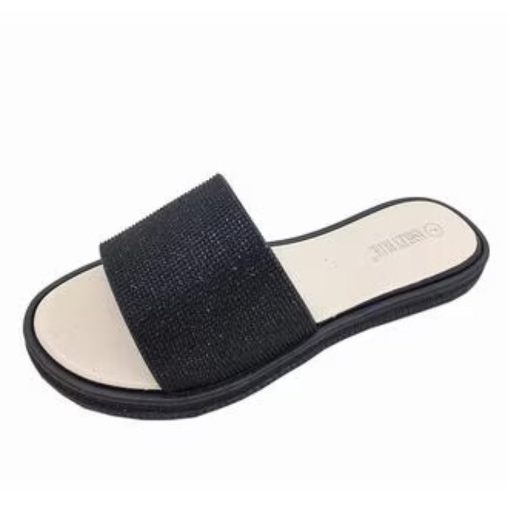 Ashley Blue Rhinestone Slide Sandals